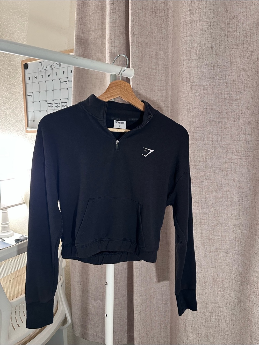 Gymshark Black Cropped Half-Zip Sweatshirt